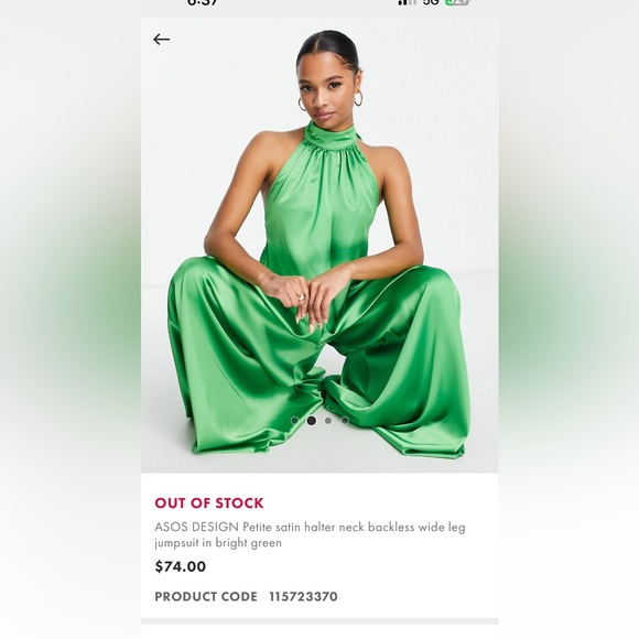 Asos petite green silk jumpsuit - Picture 3 of 7